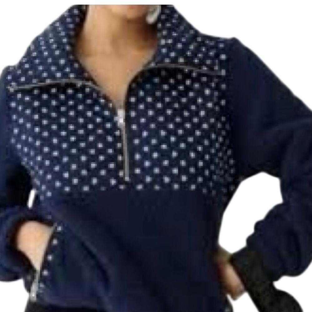 Granola Girl Gorpcore J, Crew Navy Floral Fleece Heritage Prep Cozy Jacket M